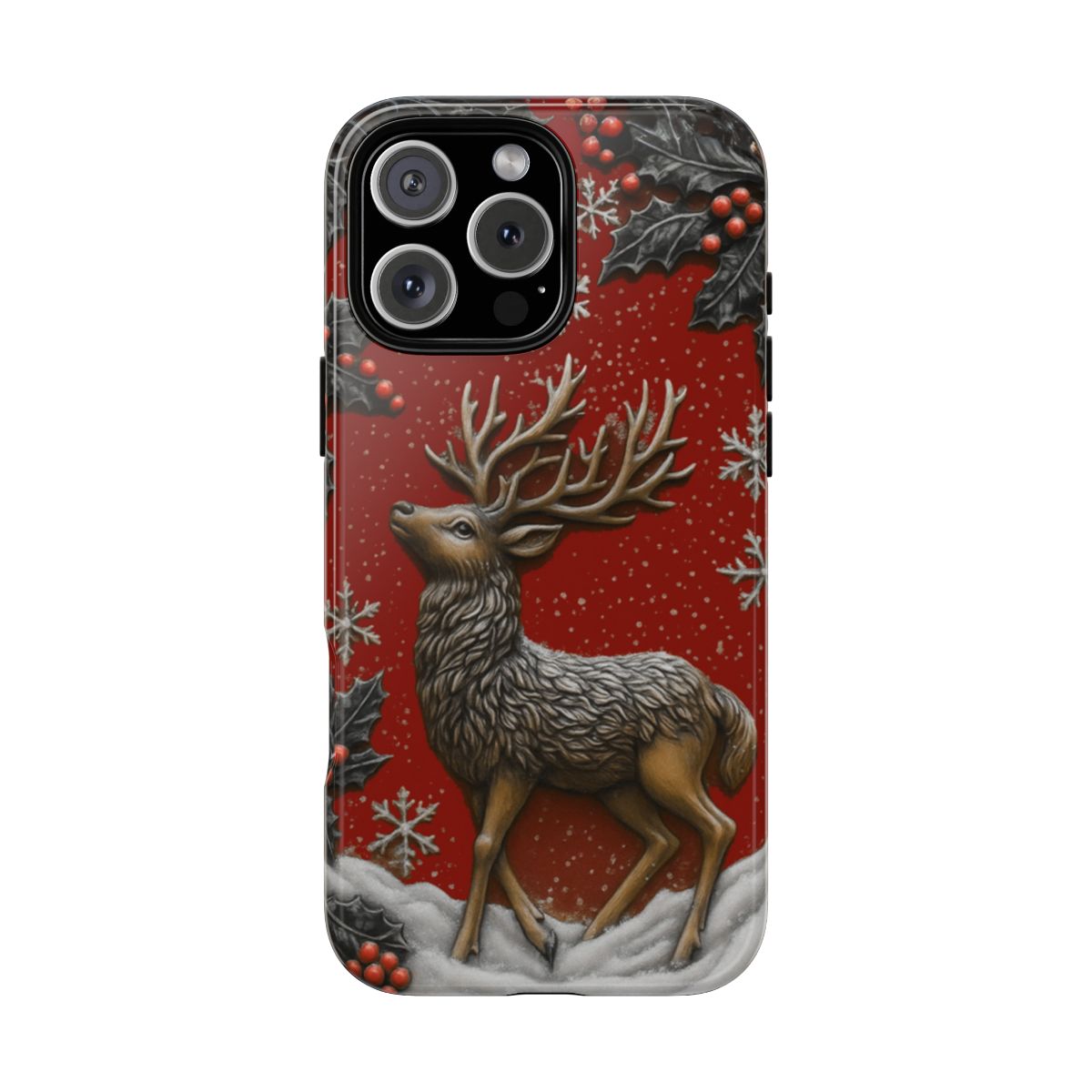 Christmas Phone Case: Cute Baby Reindeer, Snowy Winter Holiday