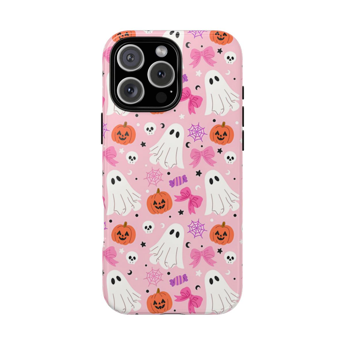 Pastel Pink Halloween Phone Case, Ghosts, Pumpkins & Cute Bows