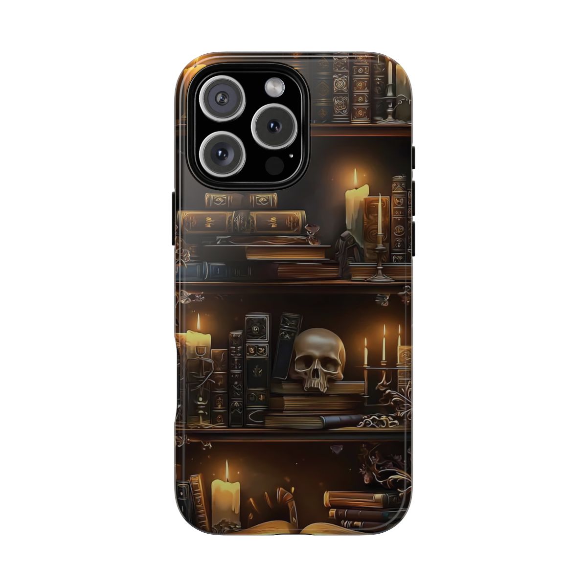Dark Halloween Bookshelf Phone Case Skulls Raven Bookcase Goth Phone Cover Dark Cottagecore Coquette Spooky