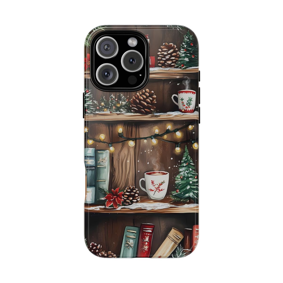Bookish Christmas Bookshelf Phone Case