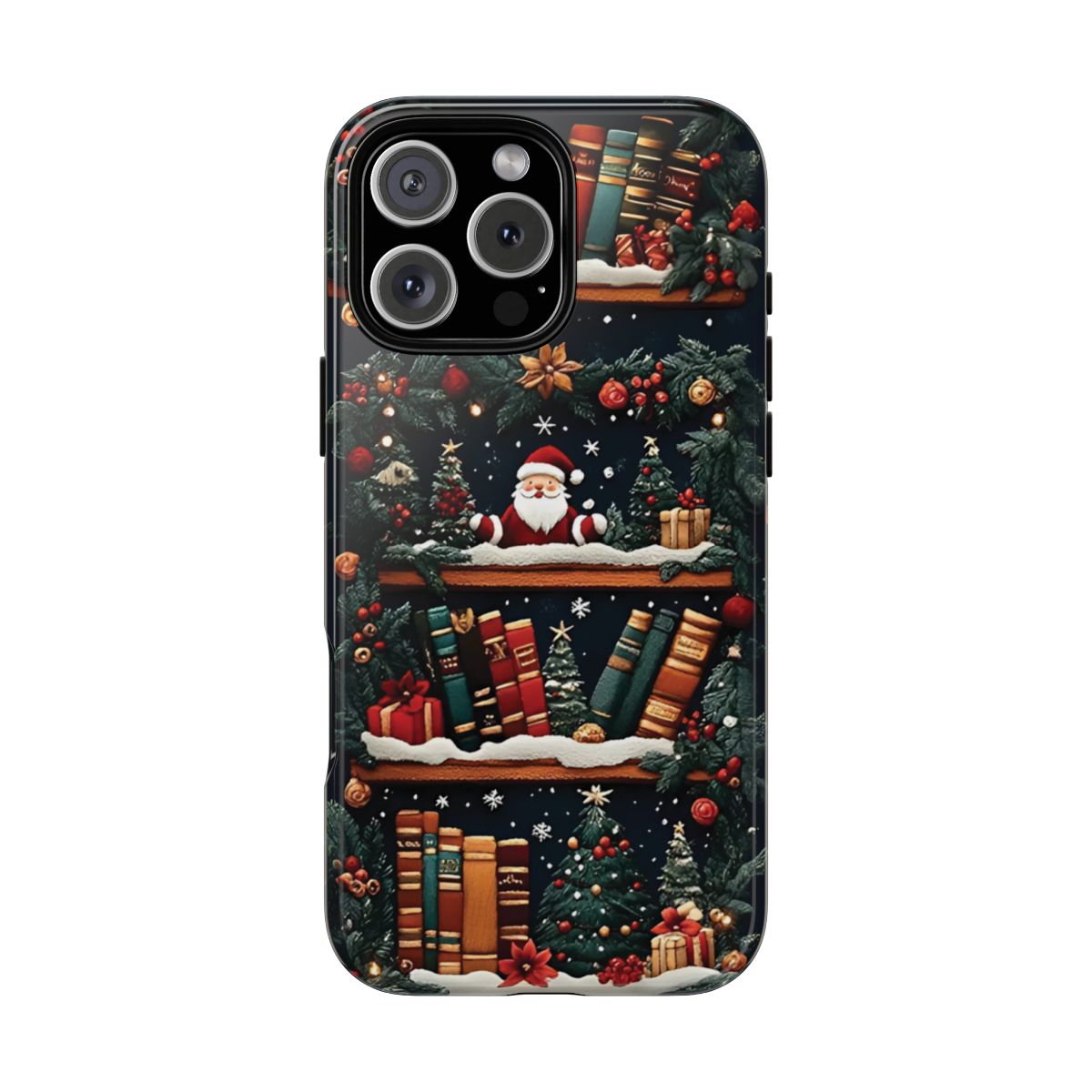 Christmas Bookshelf Faux Embroidery Phone Case