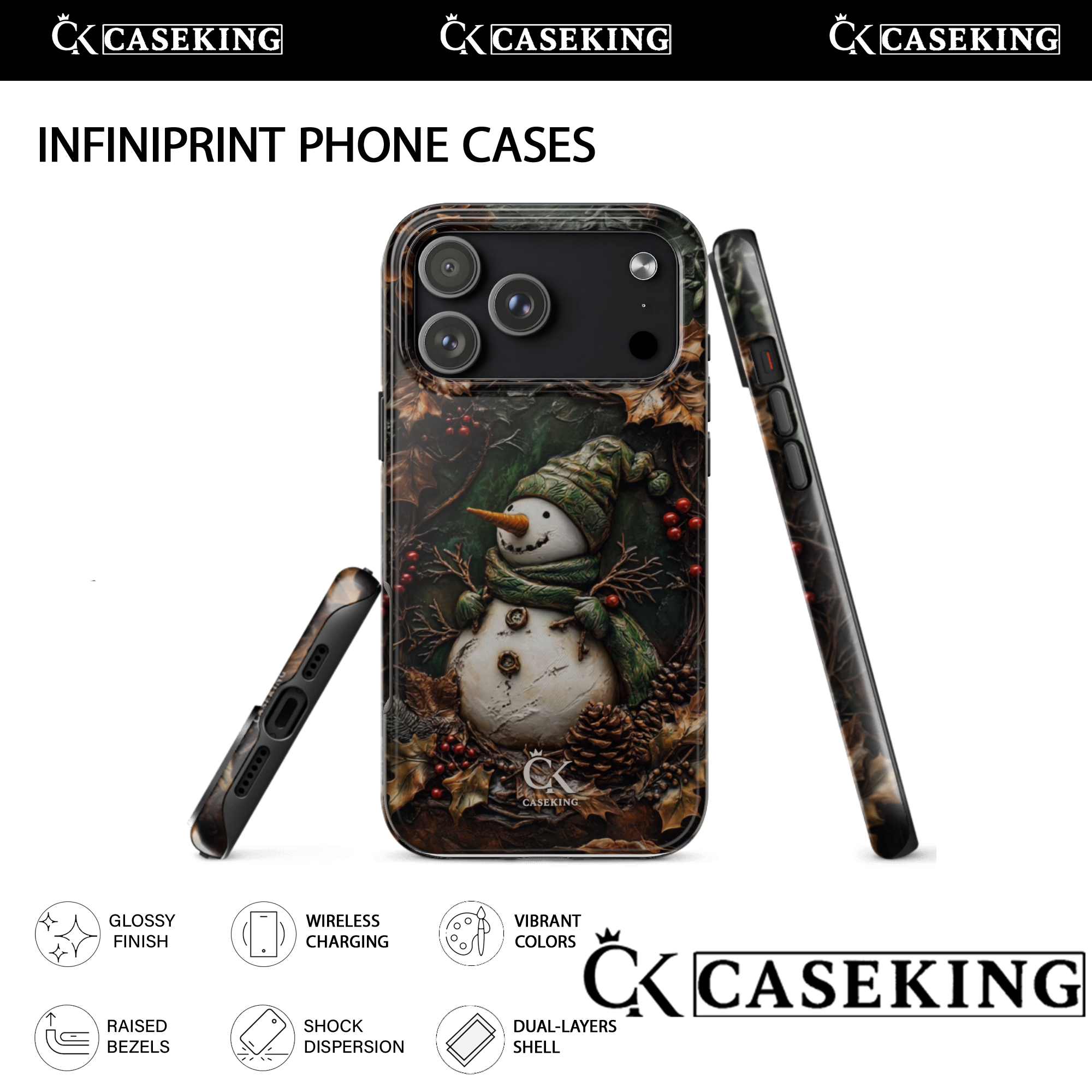 Winter Miracle – Snowman Version, Pine Needles & Berries Details