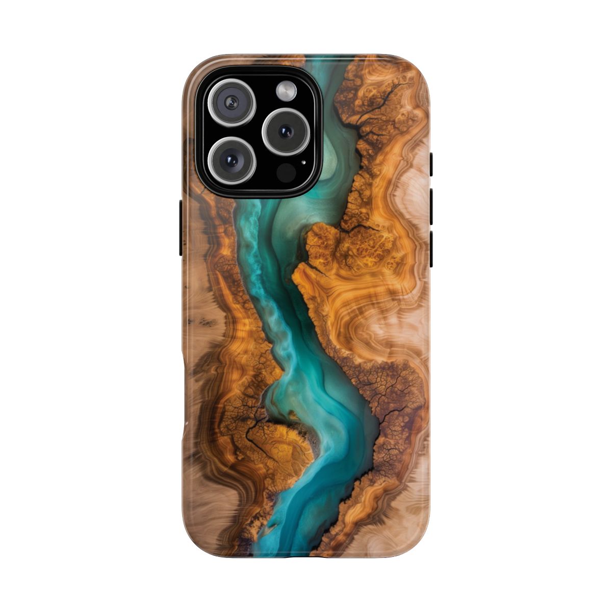 Old Cracked Wood With Turquoise Dark Epoxy River Aerial View River Sandy Beach Drone Landscape Water, Nature Wilderness in Abstract Wood Texture
