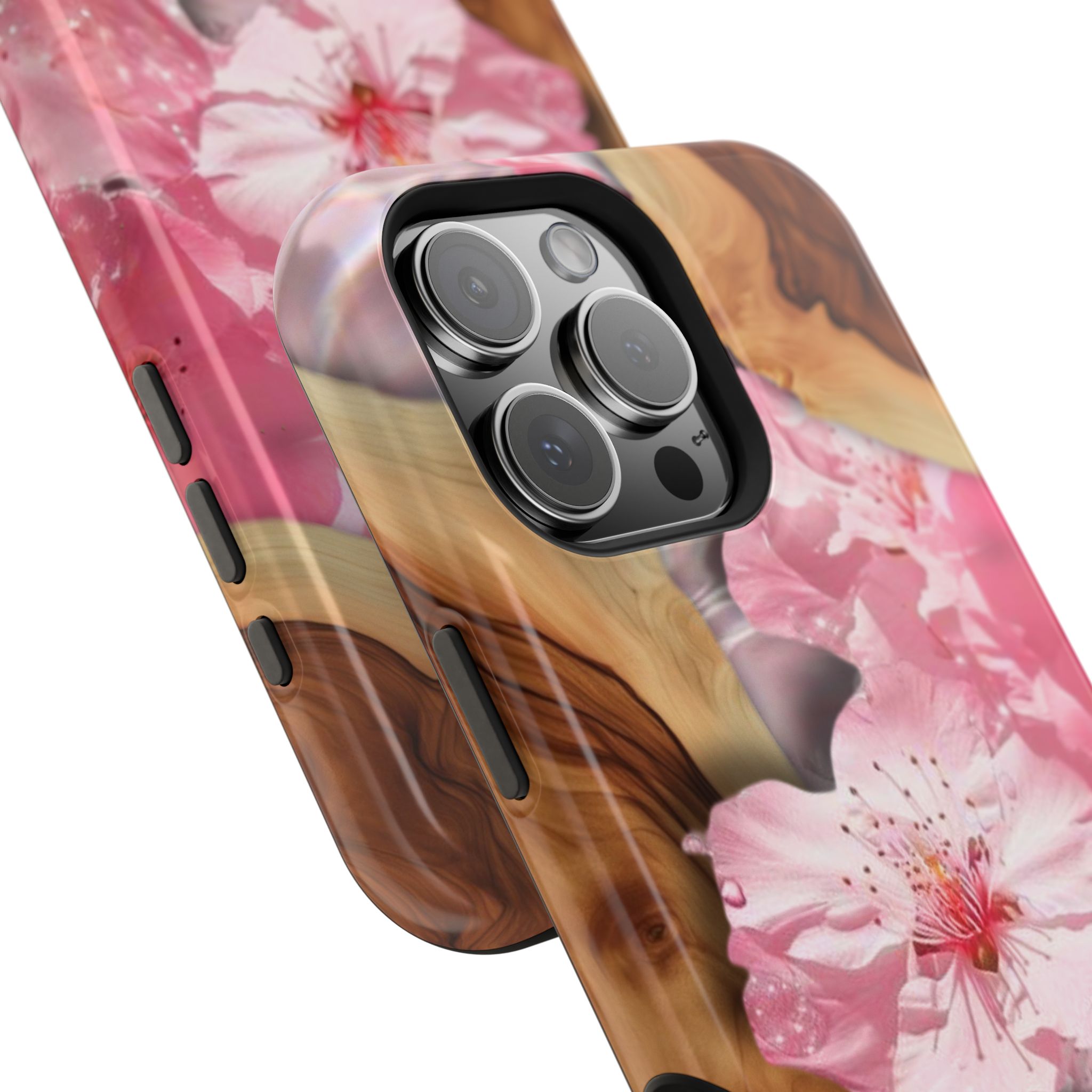 Pink Aesthetic Floating Cherry Blossoms Wooden Epoxy Mix