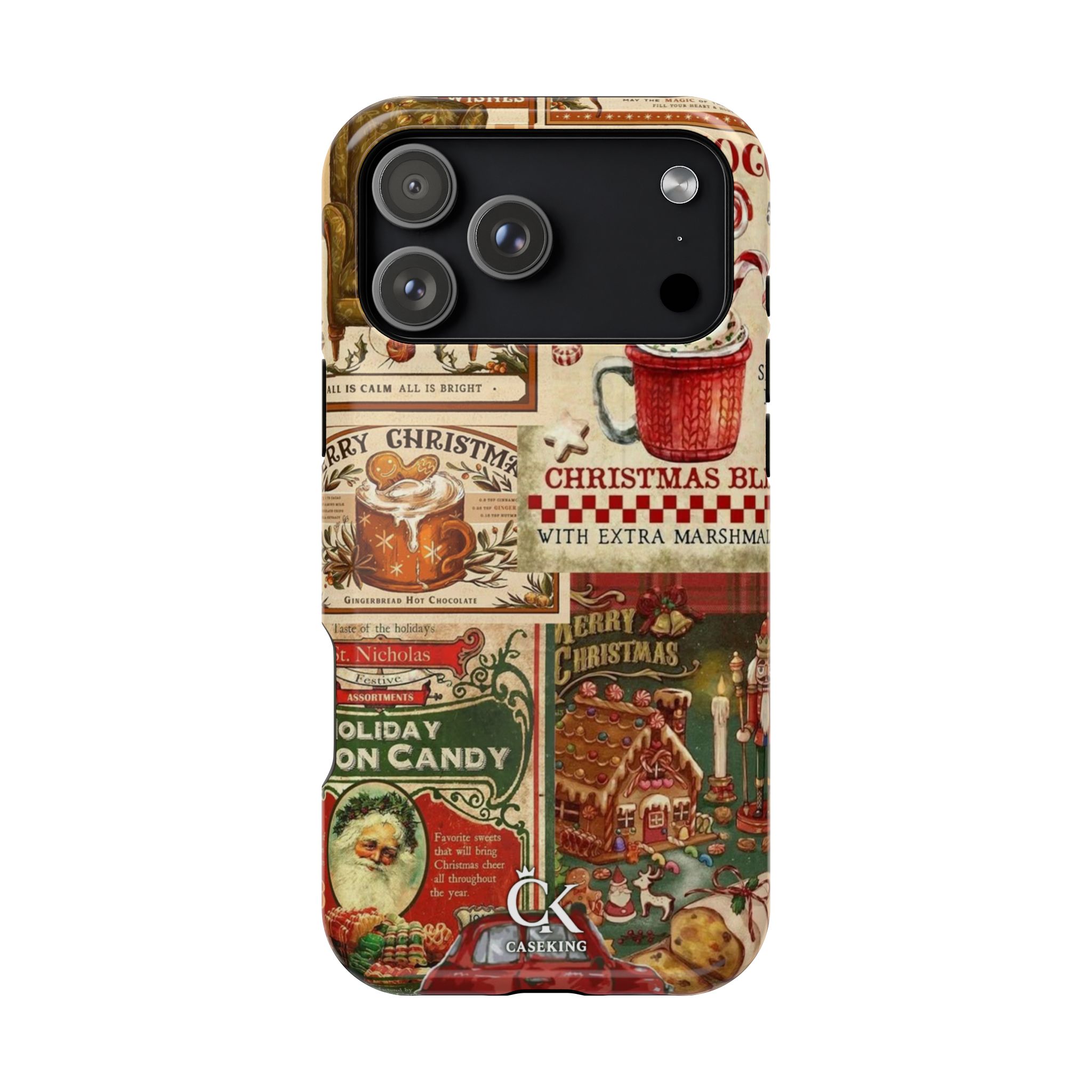 Vintage Christmas Collage Retro Holiday Cocoa Candy Santa Gingerbread