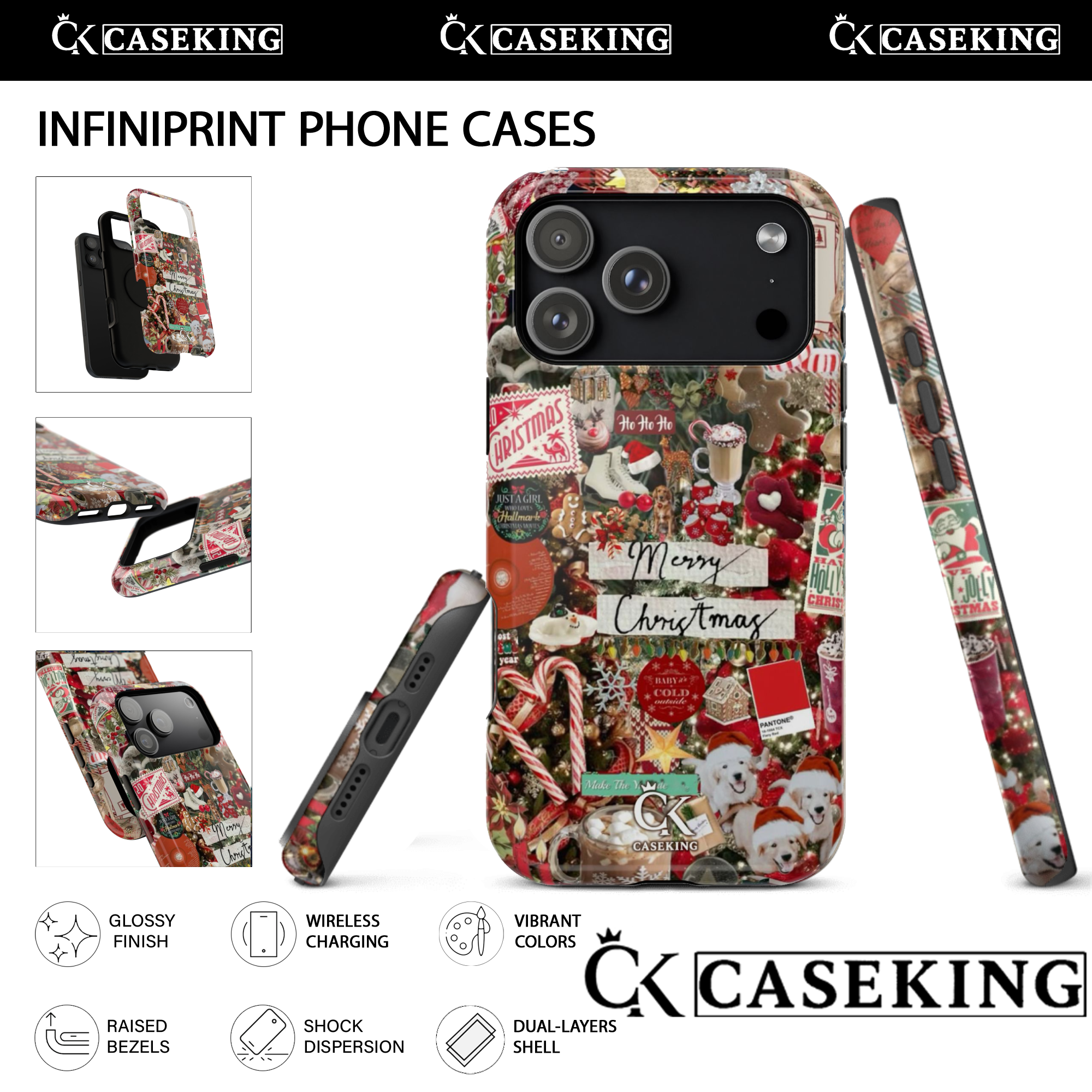 Merry Christmas Collage Red Candy Cane Gingerbread Cocoa Holiday Cozy