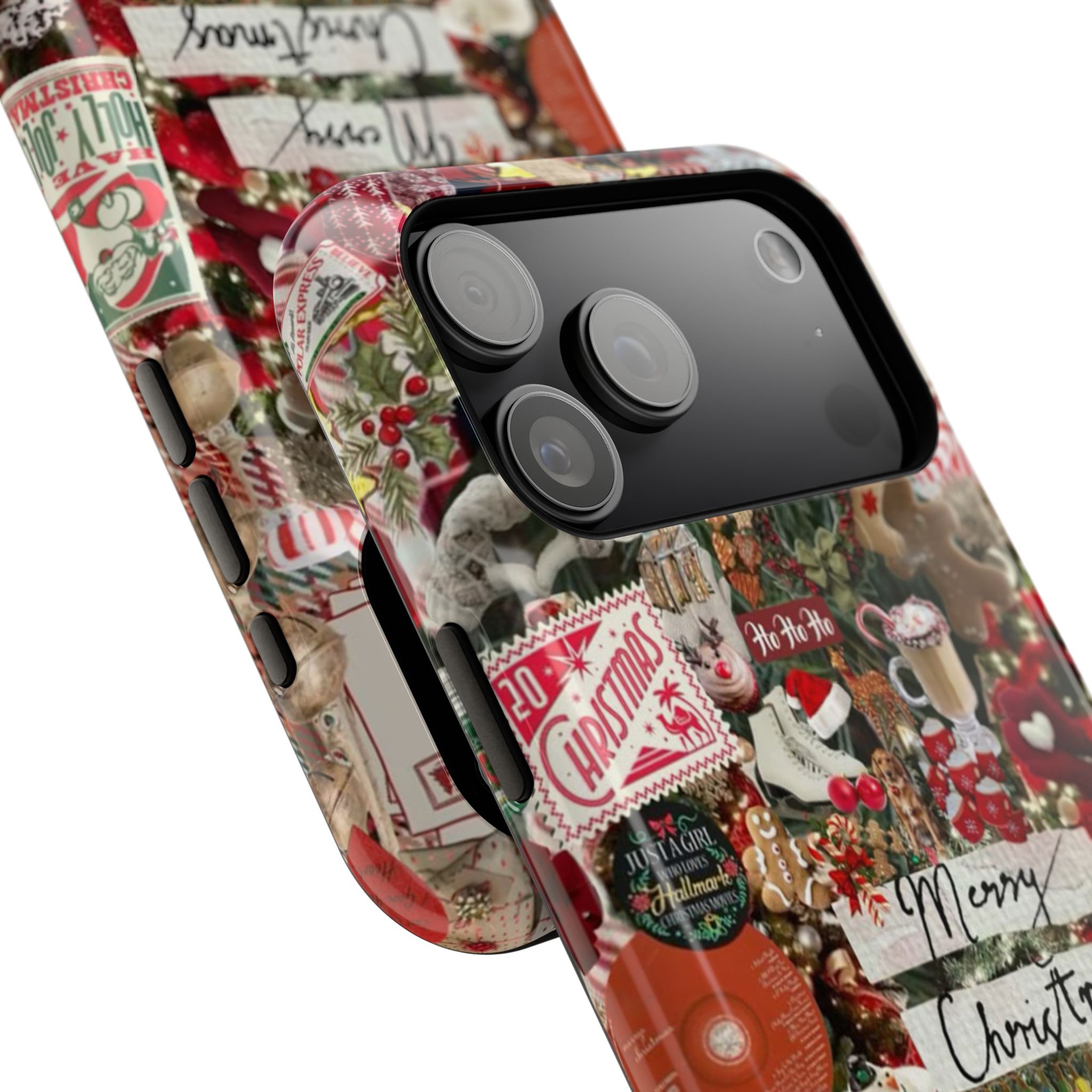 Merry Christmas Collage Red Candy Cane Gingerbread Cocoa Holiday Cozy