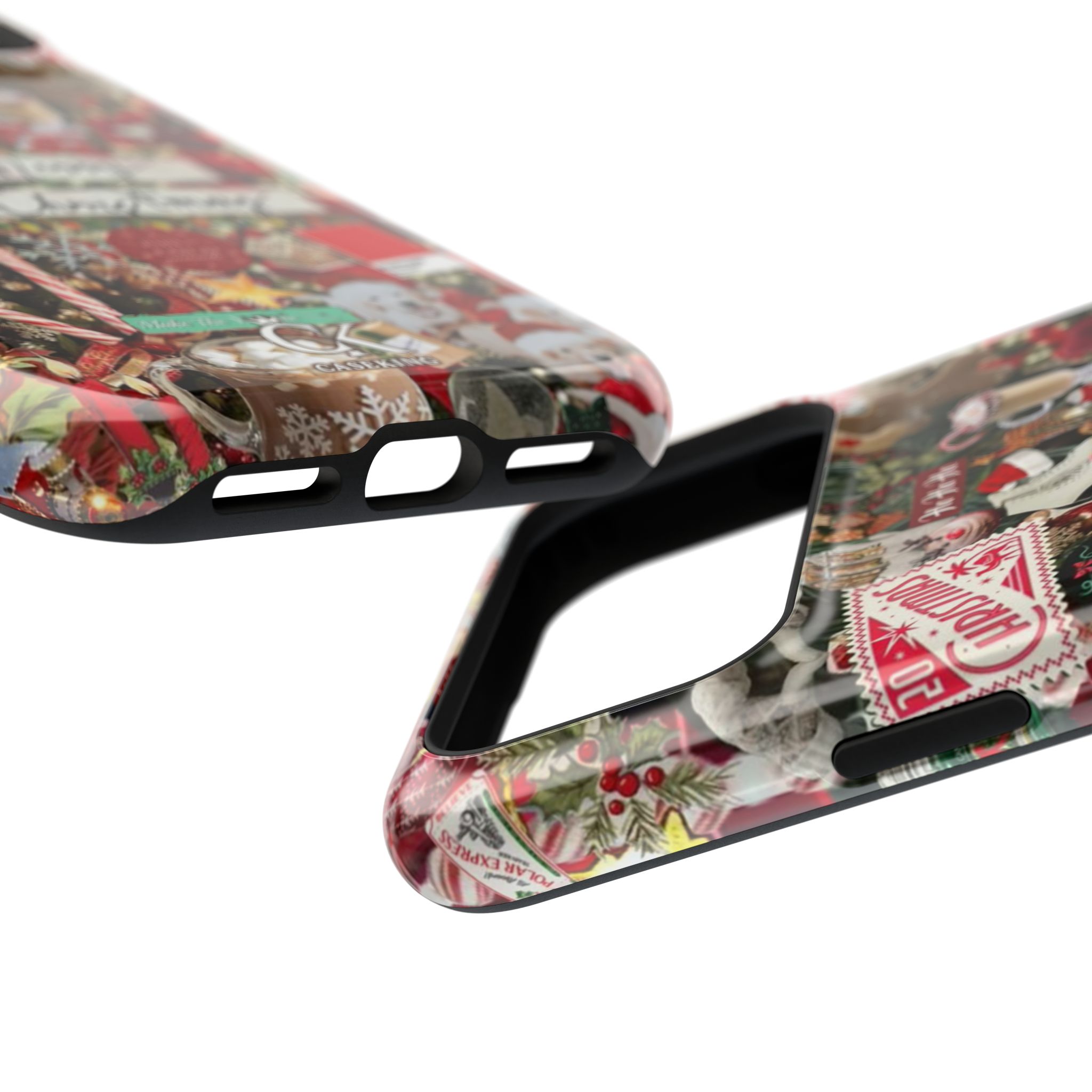 Merry Christmas Collage Red Candy Cane Gingerbread Cocoa Holiday Cozy