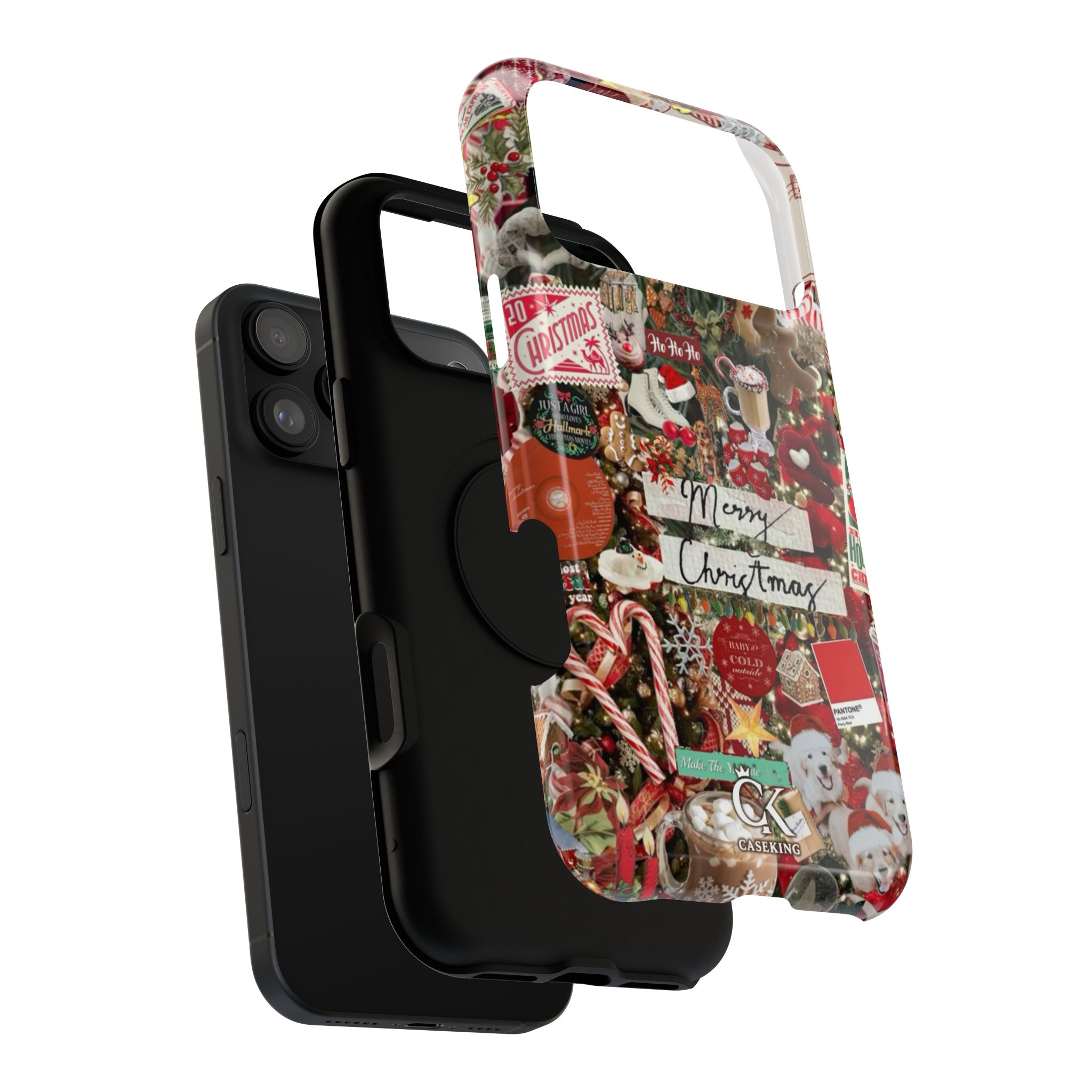 Merry Christmas Collage Red Candy Cane Gingerbread Cocoa Holiday Cozy