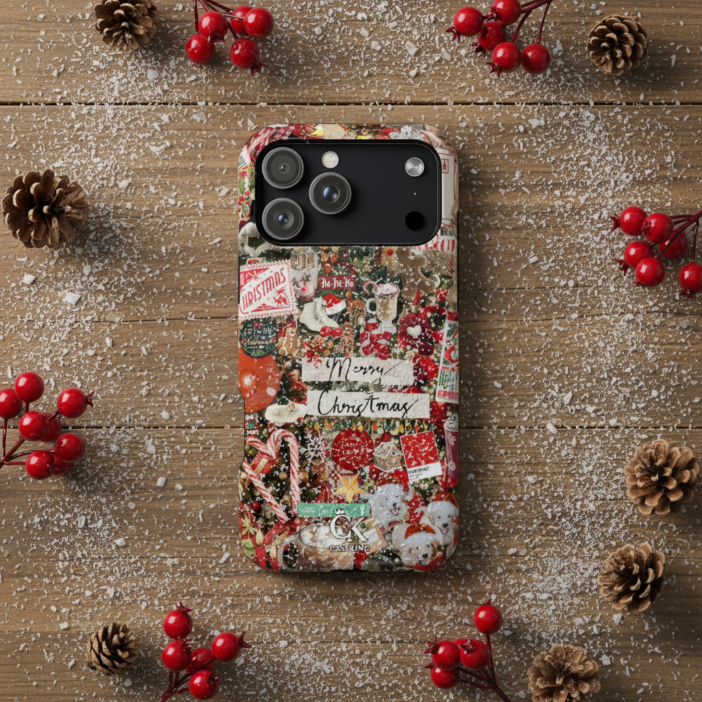 Merry Christmas Collage Red Candy Cane Gingerbread Cocoa Holiday Cozy