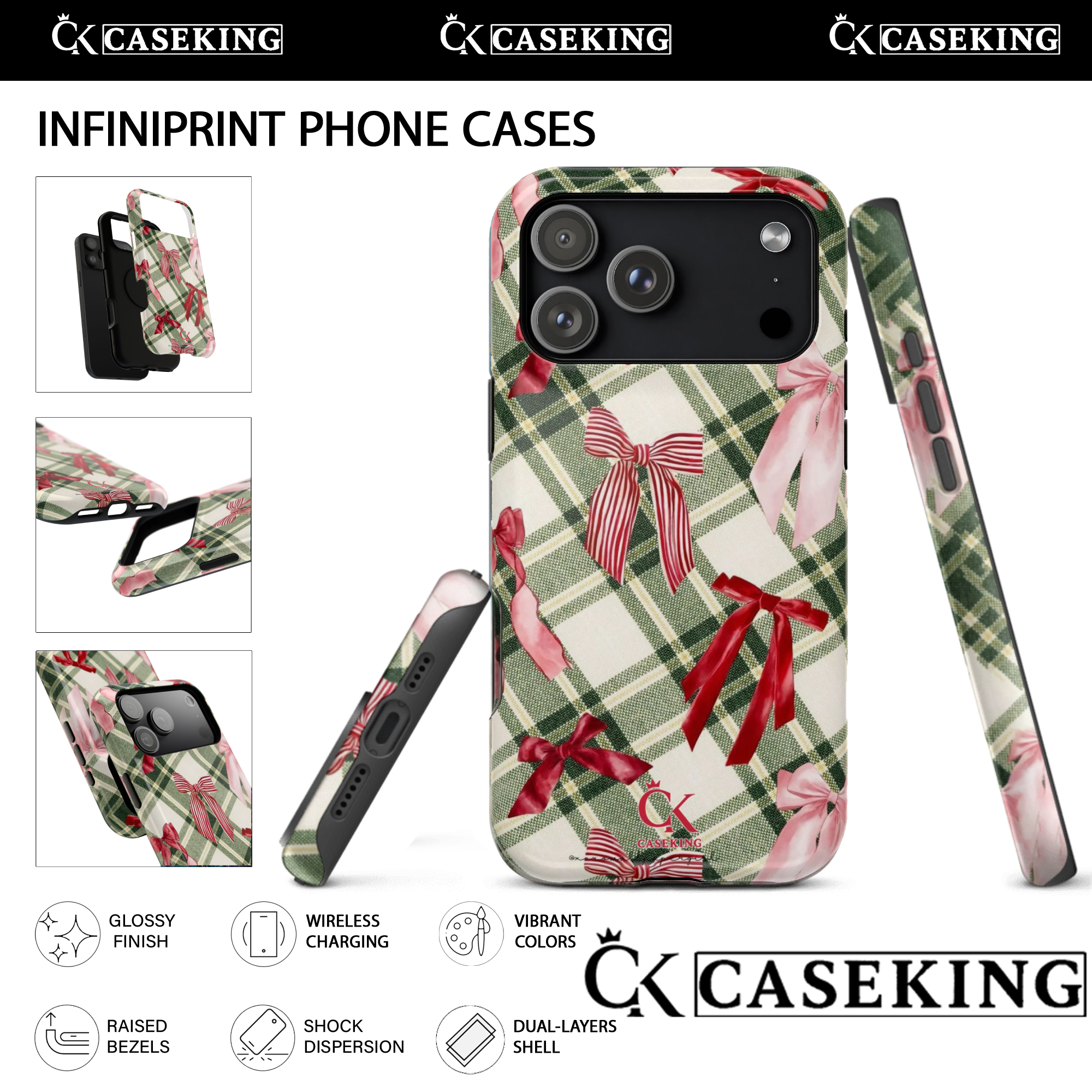 Red Pink Ribbon Bows Green Plaid Vintage Christmas Gift Aesthetic