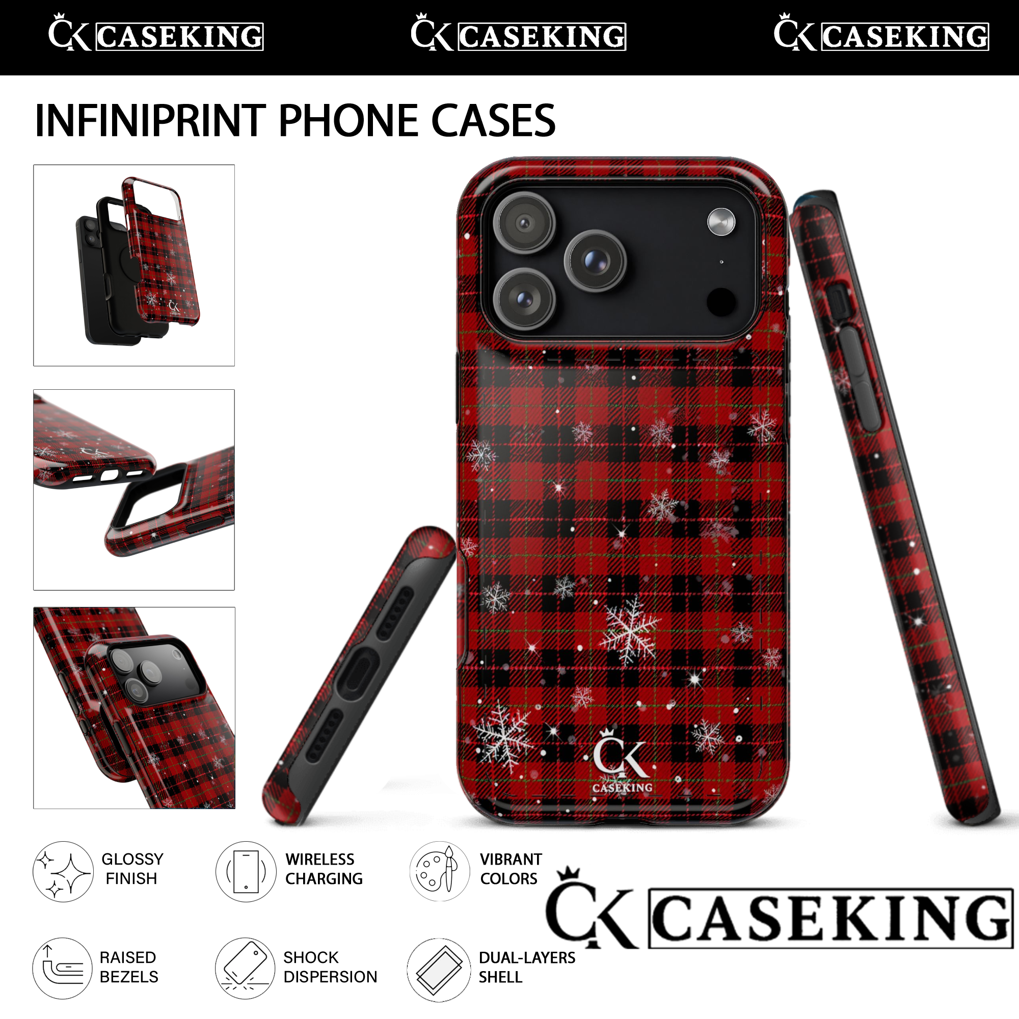 Red Plaid Snowflake Christmas Cozy Holiday Classic