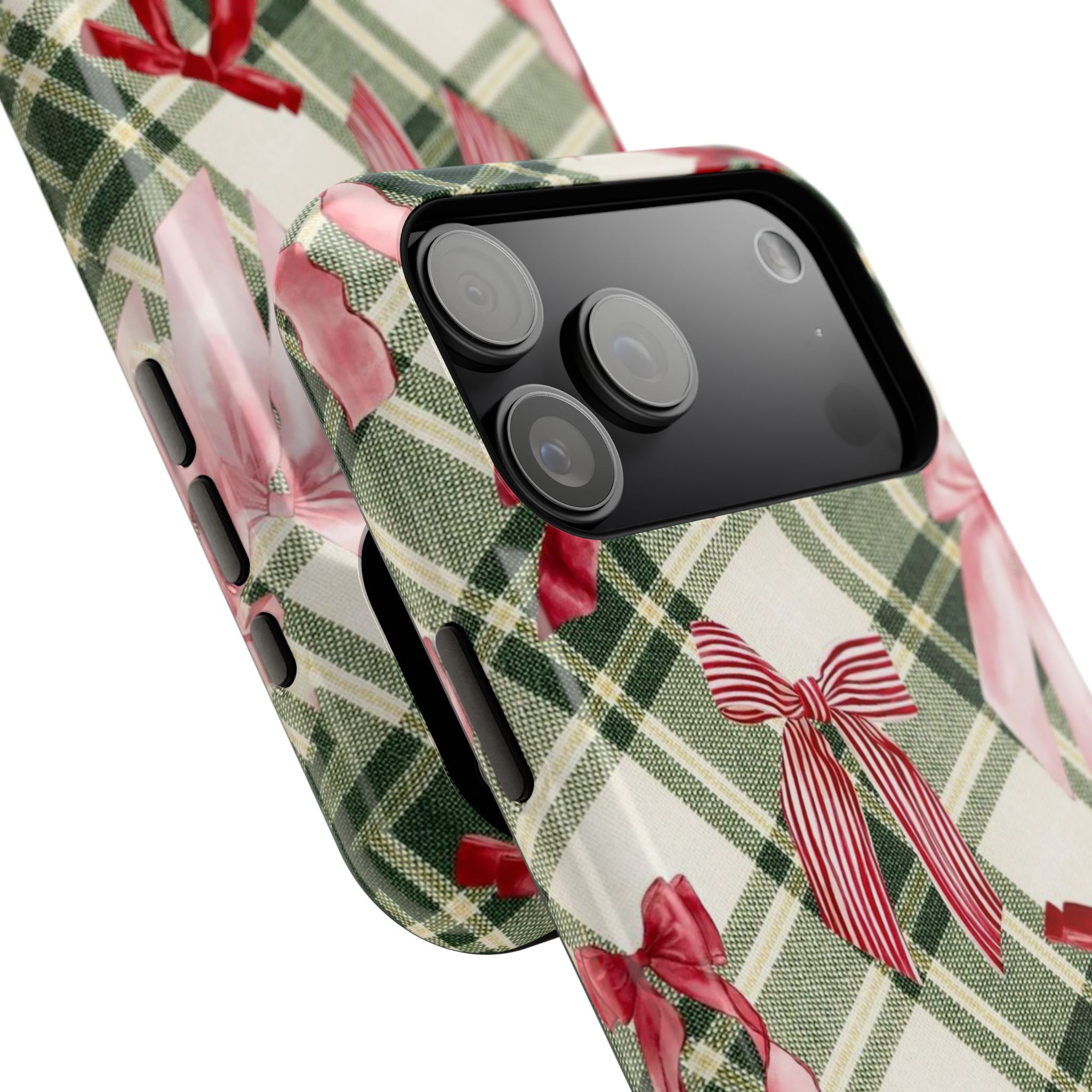 Red Pink Ribbon Bows Green Plaid Vintage Christmas Gift Aesthetic