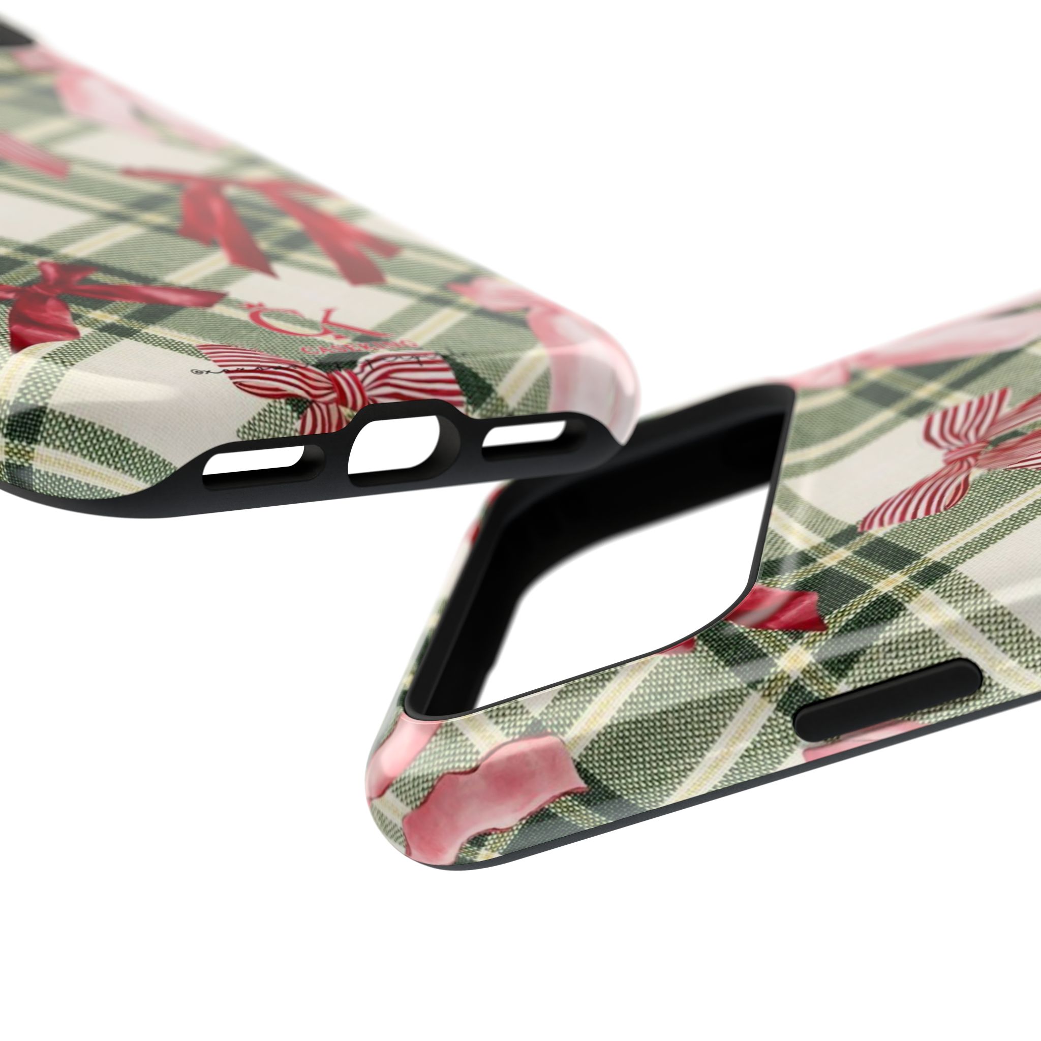 Red Pink Ribbon Bows Green Plaid Vintage Christmas Gift Aesthetic