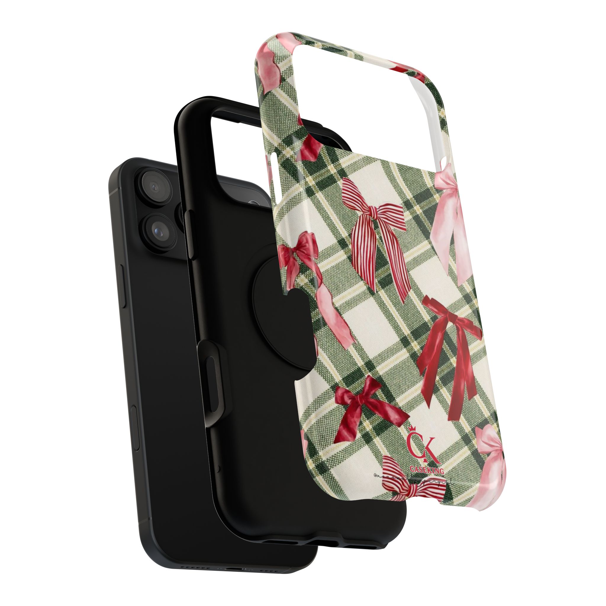 Red Pink Ribbon Bows Green Plaid Vintage Christmas Gift Aesthetic