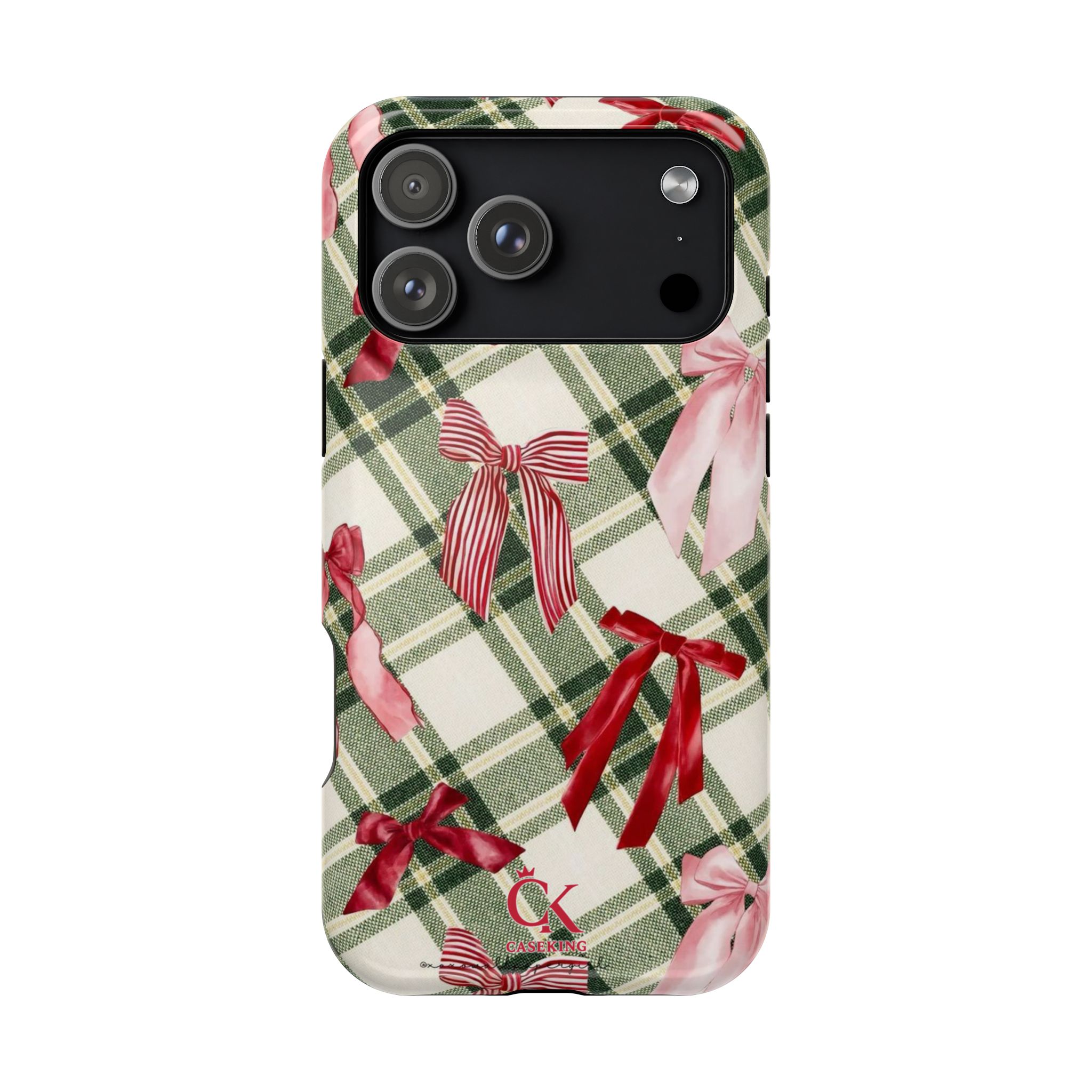 Red Pink Ribbon Bows Green Plaid Vintage Christmas Gift Aesthetic