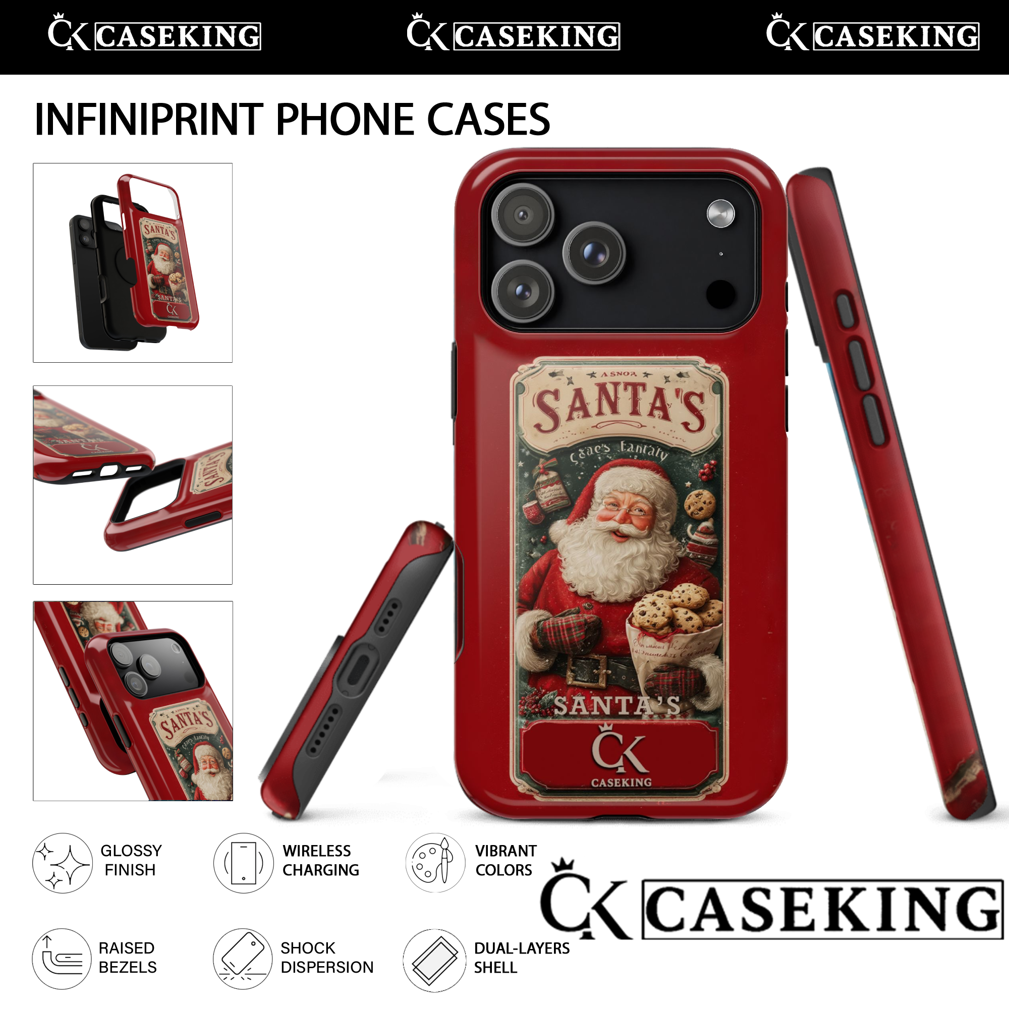 Santa Cookies Christmas Bakery Red Holiday Vintage