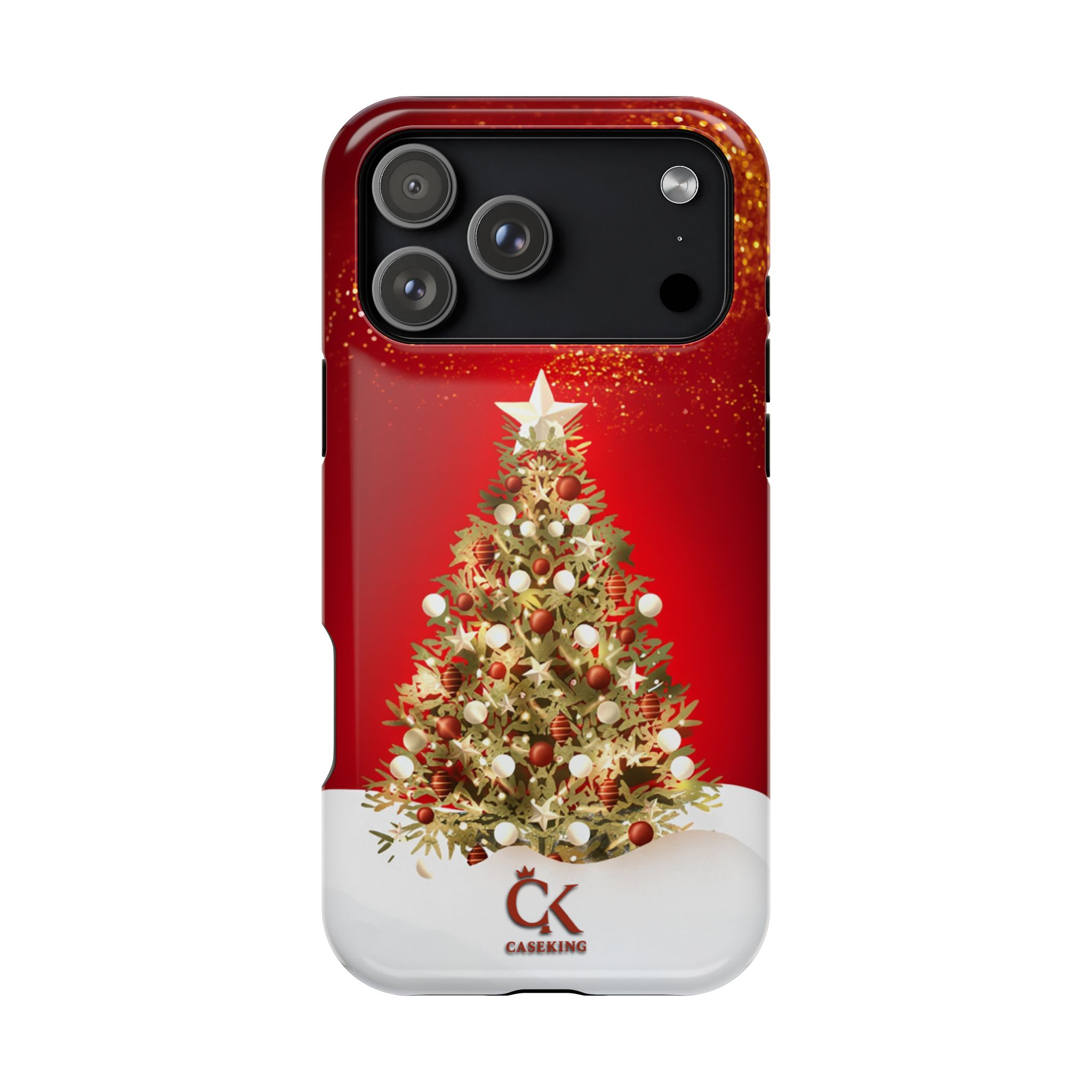 Golden Christmas Tree Red Sparkle Holiday Classic
