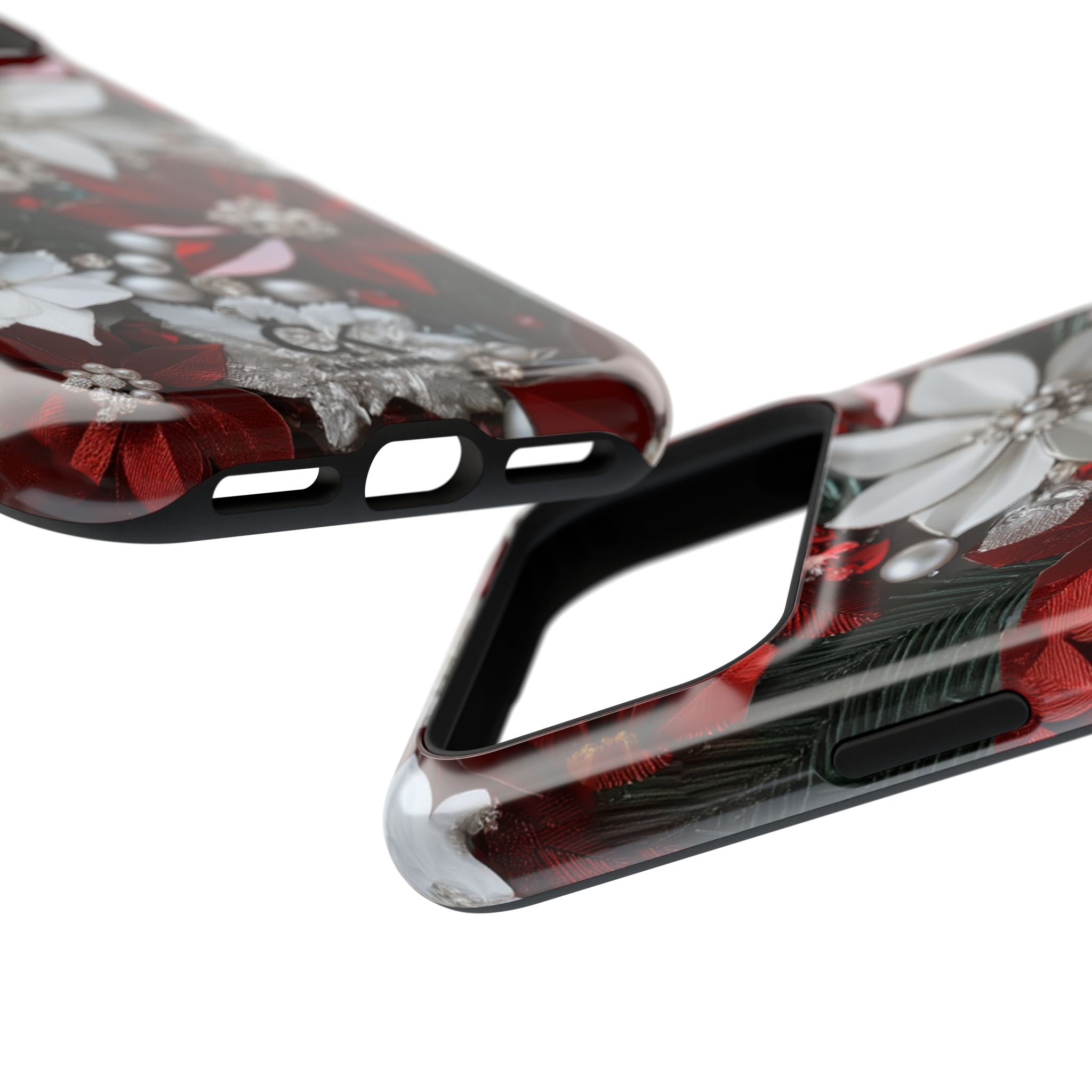 Christmas Poinsettia Red White Pearl Holiday Bloom