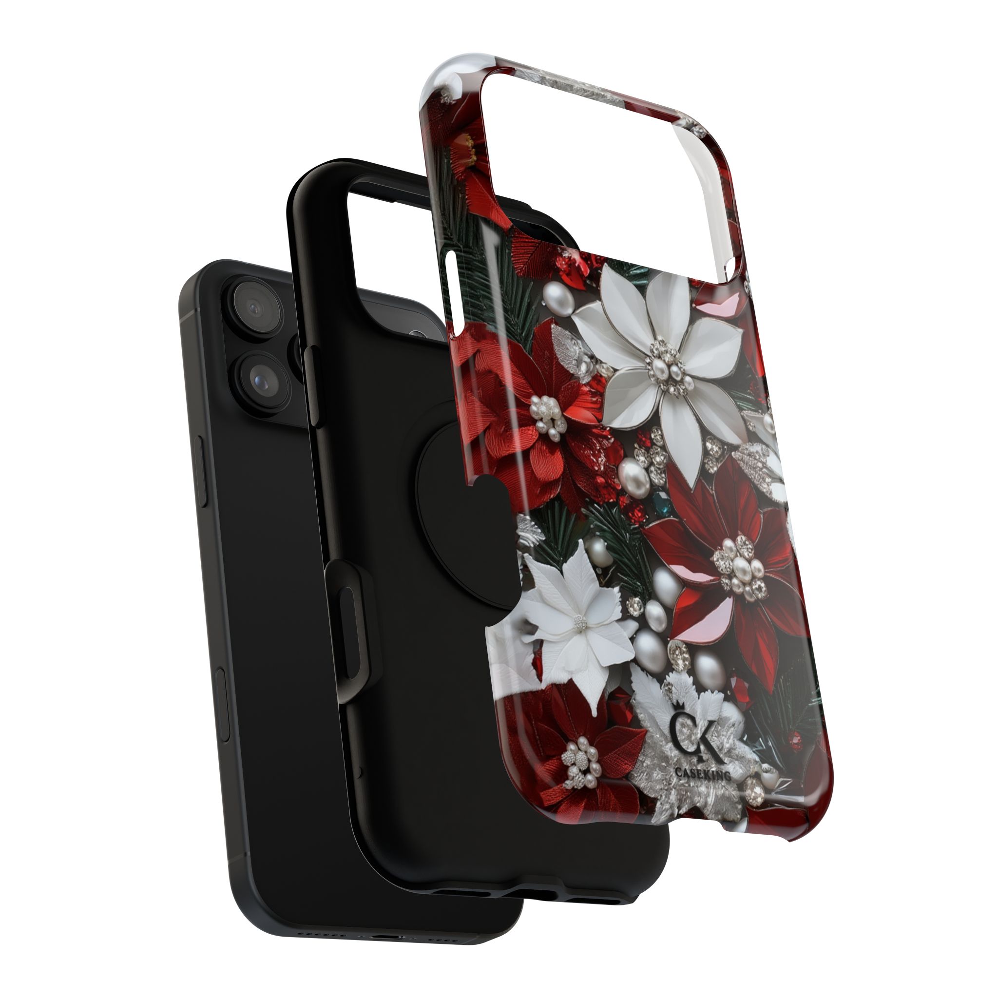 Christmas Poinsettia Red White Pearl Holiday Bloom