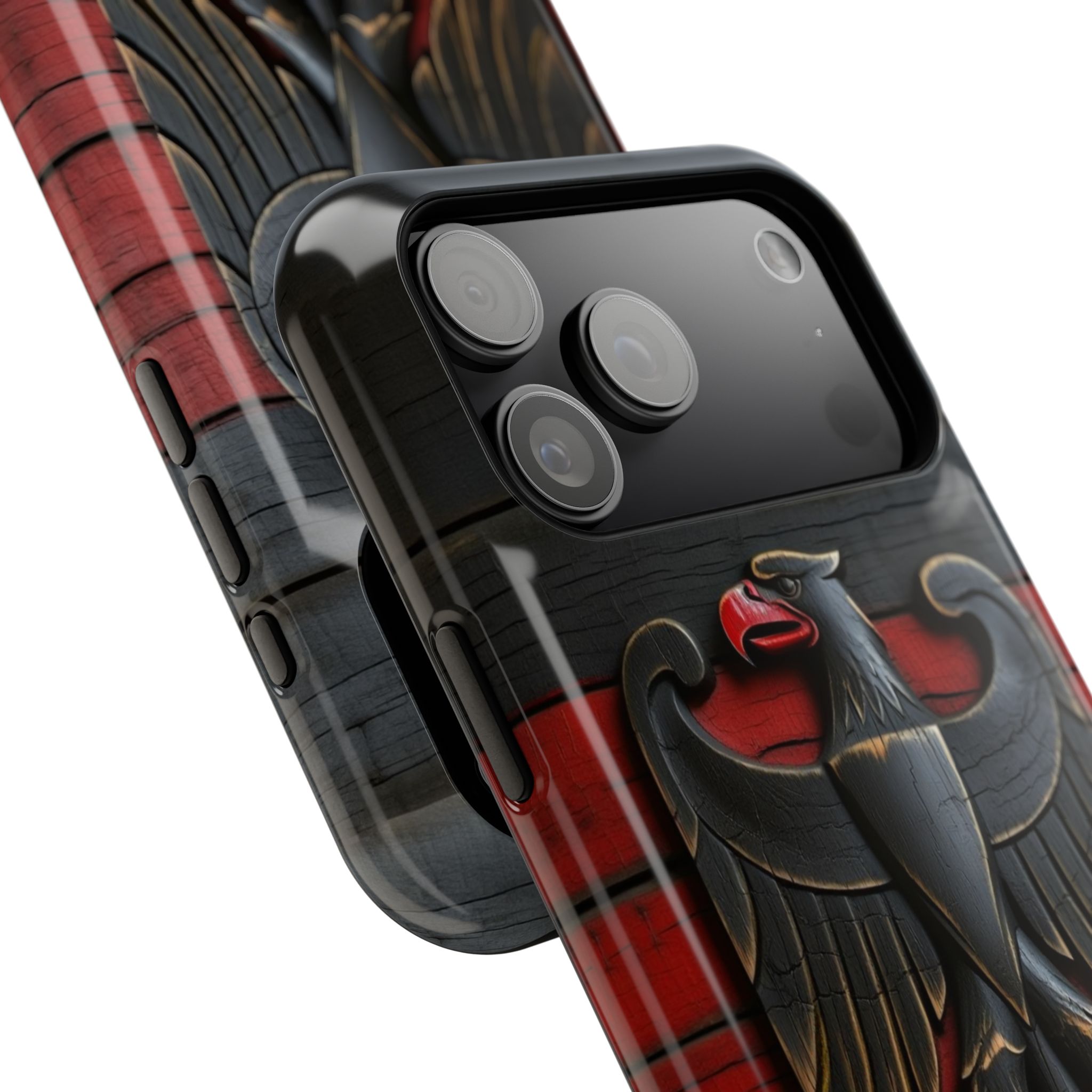 Deutsche Flagge, geschnitzter Adler, Emblem des Bundesadlers, Symbol des Nationalstolzes, rustikale Vintage-Ästhetik