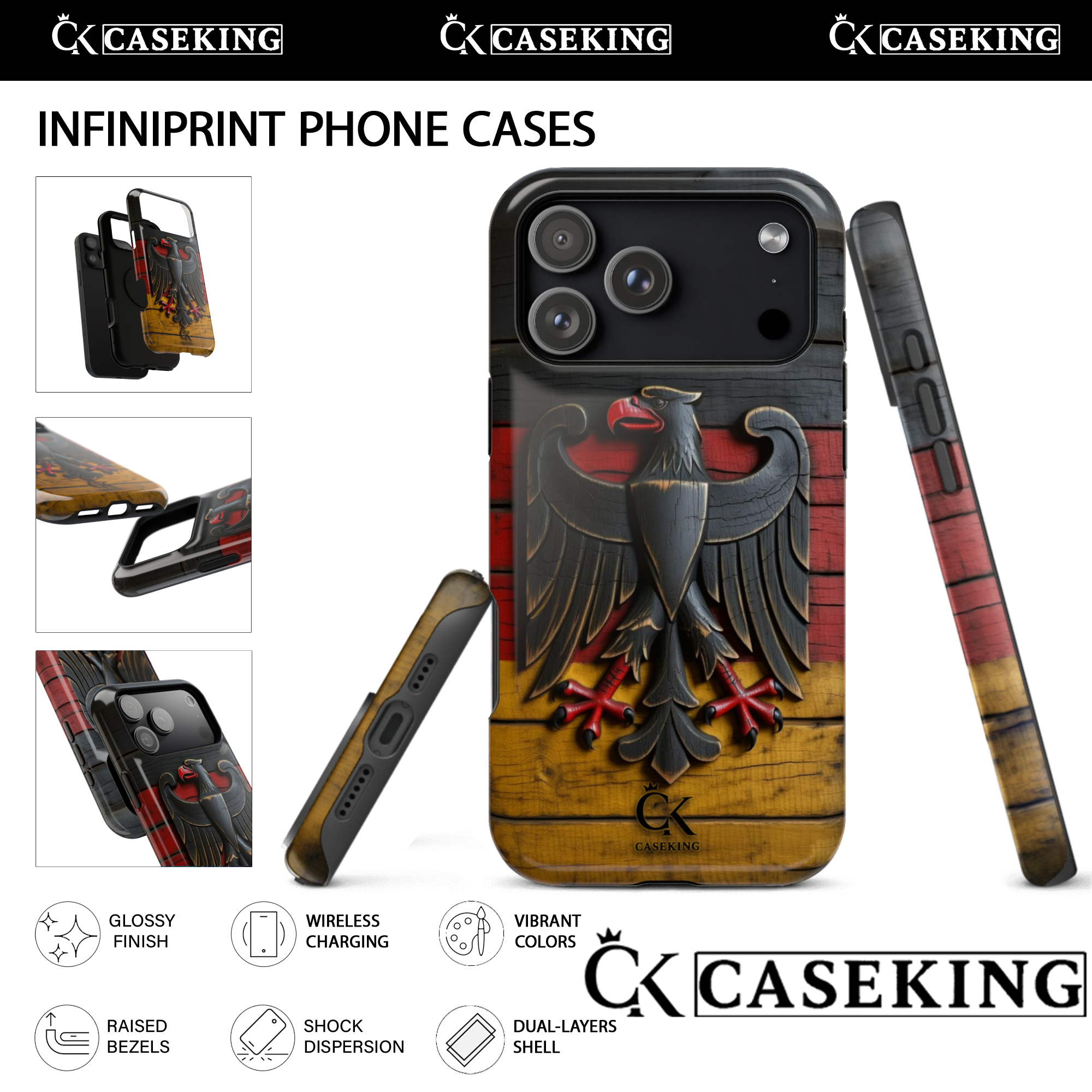 Deutsche Flagge, geschnitzter Adler, Emblem des Bundesadlers, Symbol des Nationalstolzes, rustikale Vintage-Ã„sthetik